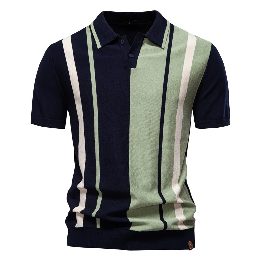 Summer New Men's Lapel Short - sleeved Knitted Canvas Solid for Shirt - Zeprah