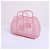 Summer Retro Jelly Beach Basket Bag Unisex Portable Plastic for Kids Women Open Easter Vacation Beach Bag - Zeprah
