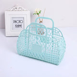 Summer Retro Jelly Beach Basket Bag Unisex Portable Plastic for Kids Women Open Easter Vacation Beach Bag - Zeprah