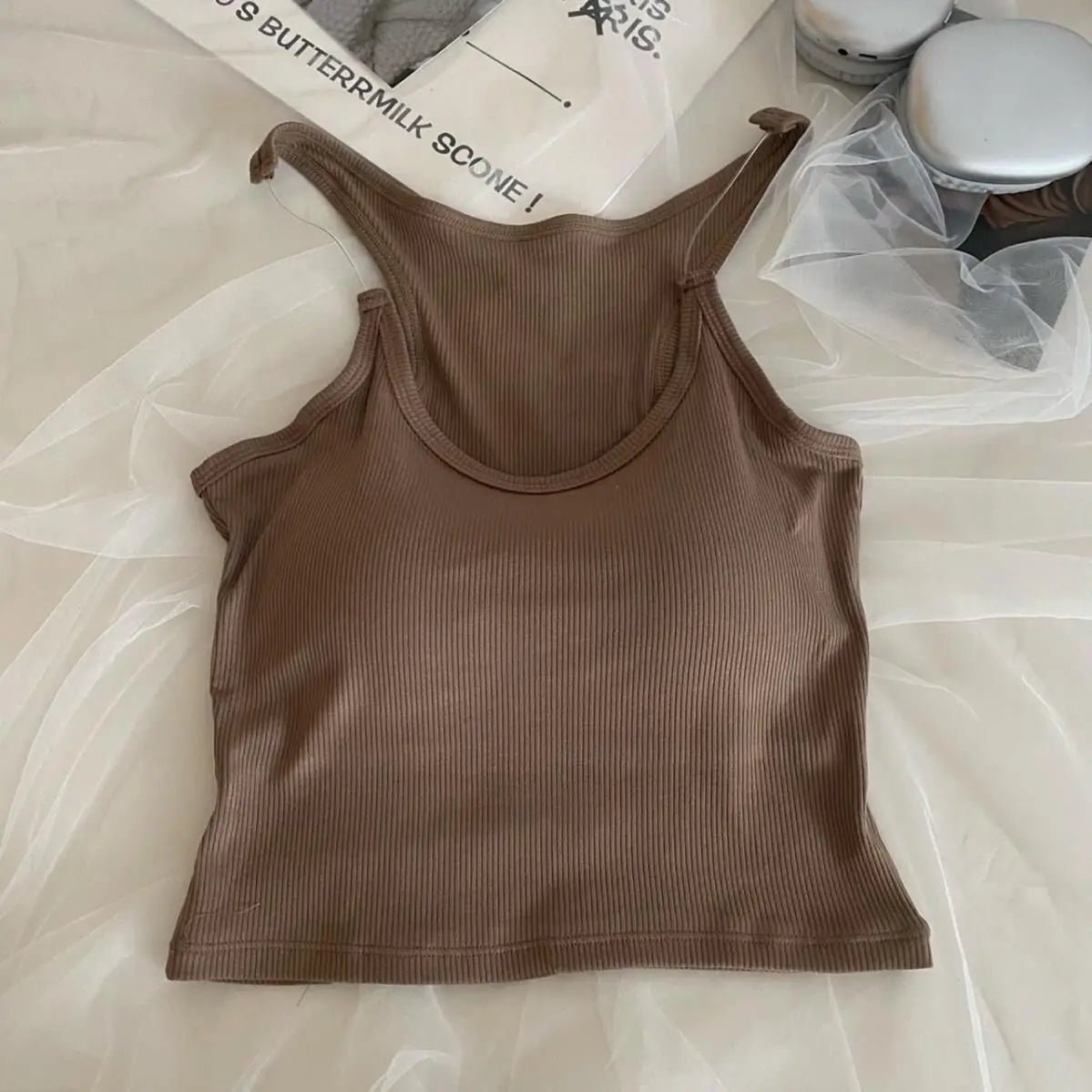 Summer Sexy Daily Outfit Sleeveless Chest Top Transparent Shoulder Strap Seamless Vest Casual Vest Crop Top for Women - Zeprah