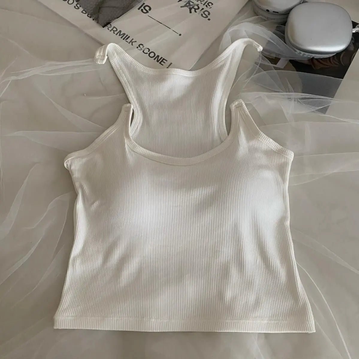 Summer Sexy Daily Outfit Sleeveless Chest Top Transparent Shoulder Strap Seamless Vest Casual Vest Crop Top for Women - Zeprah
