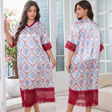 Summer Thin Home Apparel Ice Silk Nightdress for Women Long Style Ladies' Fat - Zeprah