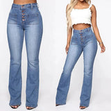 Summer Women's Button - Fly Wide Leg Jeans Classic Washed Denim Trousers with Breathable Casual Loose Fit for Women - Zeprah