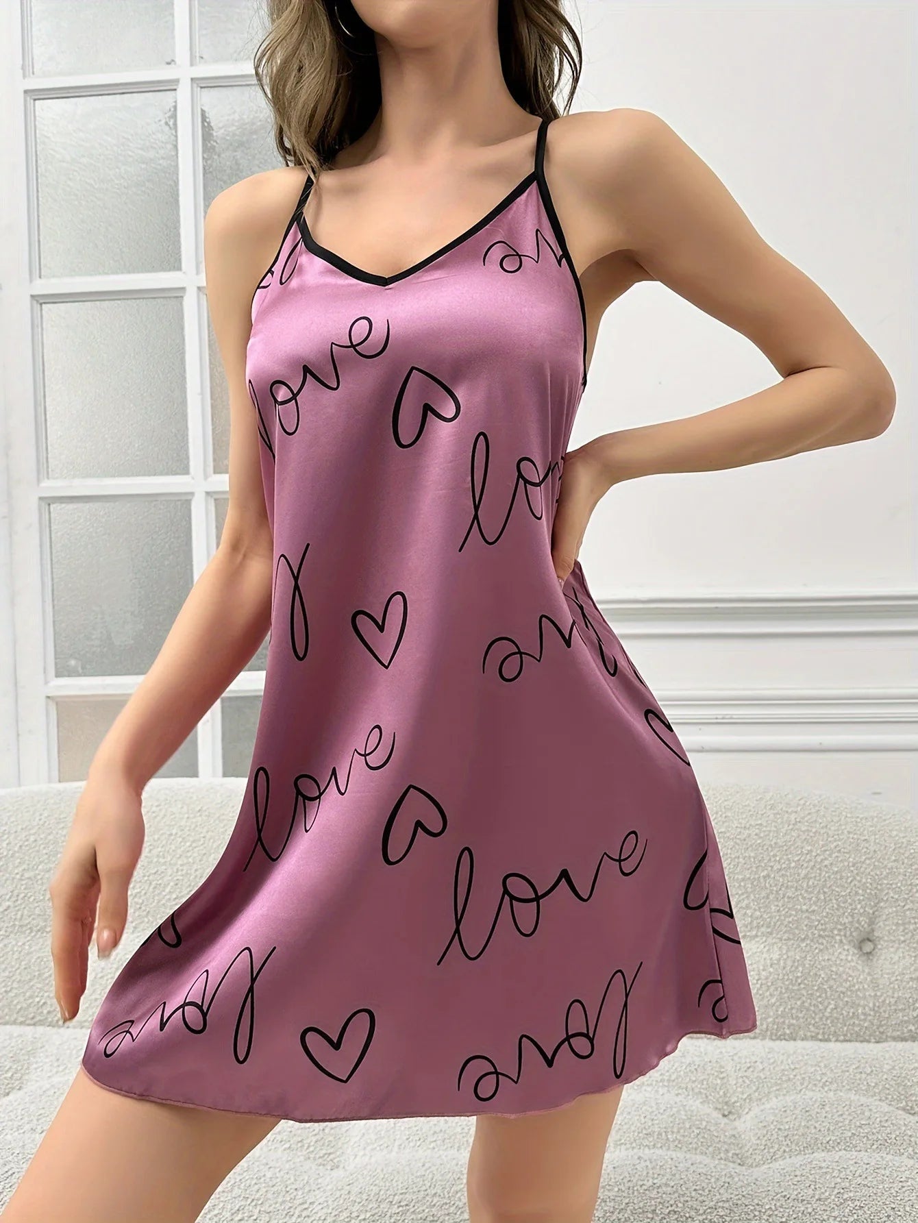 Summer Women's Home Sleepwear European American Style Ice Silk Nightdress Thin Strap Backless Dress New Breathable Front - Zeprah