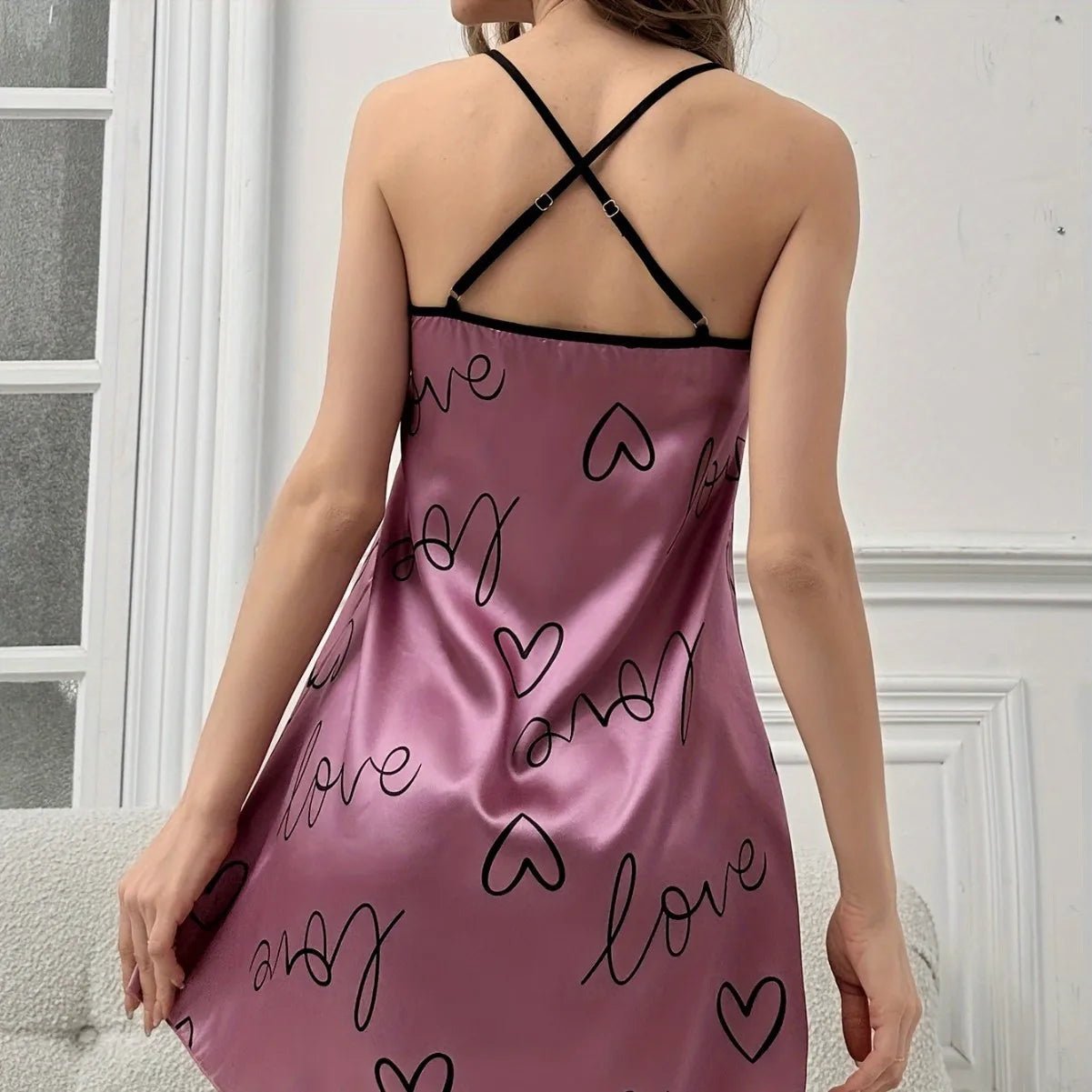 Summer Women's Home Sleepwear European American Style Ice Silk Nightdress Thin Strap Backless Dress New Breathable Front - Zeprah