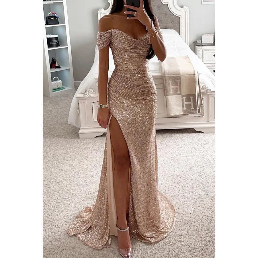 Summer Women's Sexy Sequined Ball Gown Mermaid Sequined Evening Party Dress - Zeprah
