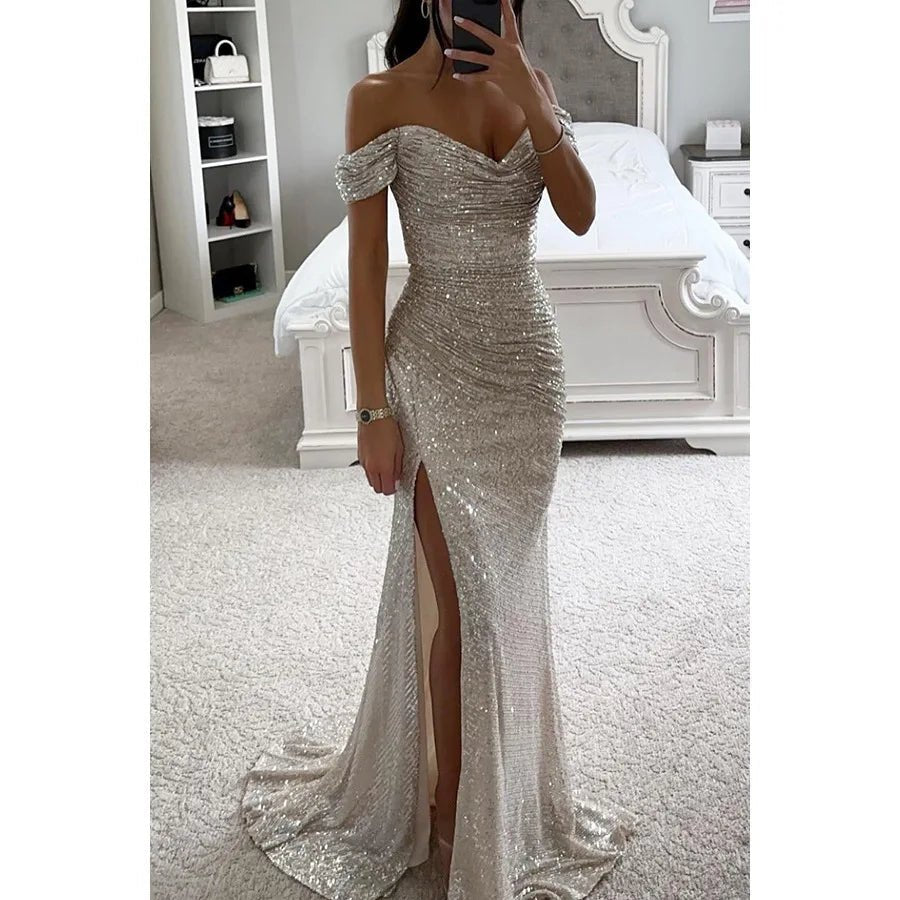 Summer Women's Sexy Sequined Ball Gown Mermaid Sequined Evening Party Dress - Zeprah