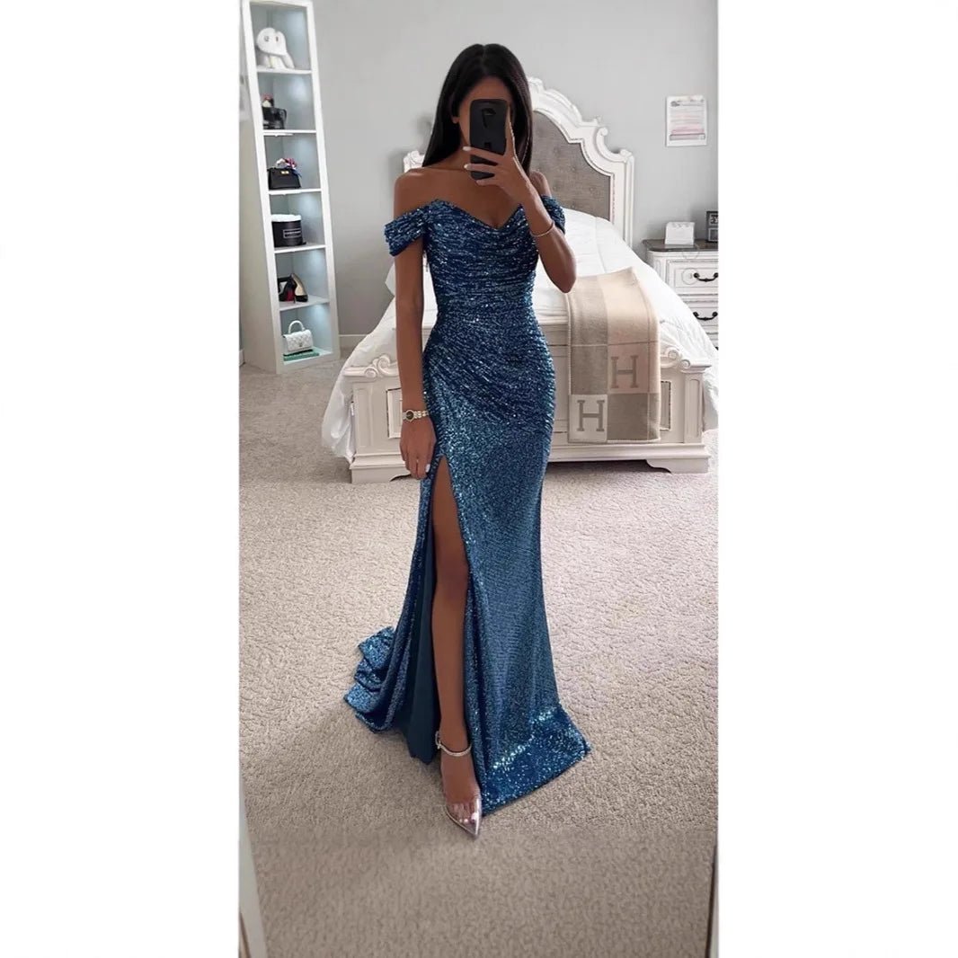 Summer Women's Sexy Sequined Ball Gown Mermaid Sequined Evening Party Dress - Zeprah
