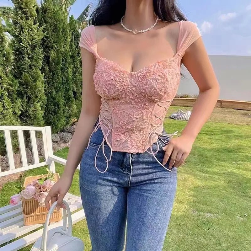 Suspender Sexy Lace Tube Top Women Sweet Spice Crop Top Women's Camisoles - Zeprah