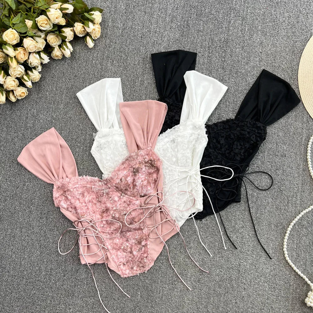 Suspender Sexy Lace Tube Top Women Sweet Spice Crop Top Women's Camisoles - Zeprah