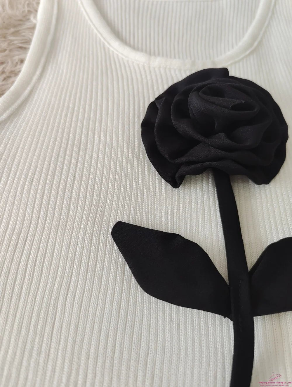 Three - dimensional Flower Cropped Top Summer Basic tank Top Knitted Women's Tanks Camis - Zeprah