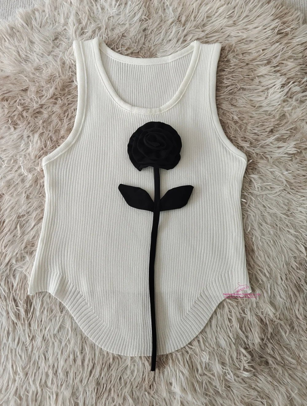 Three - dimensional Flower Cropped Top Summer Basic tank Top Knitted Women's Tanks Camis - Zeprah