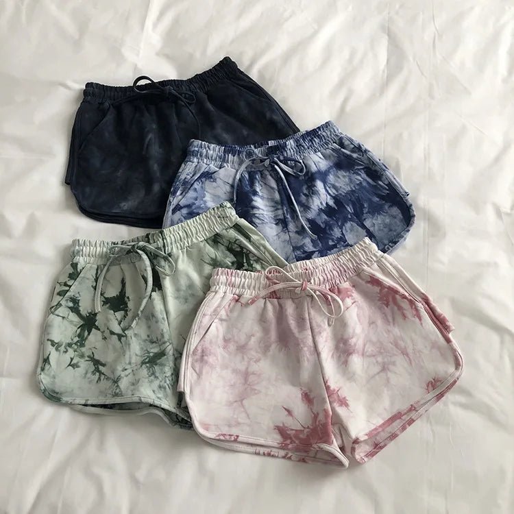 Tie - dyed Cool Women's Casual Sports Short Elastic Waist Sweat Shorts - Zeprah