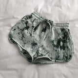 Tie - dyed Cool Women's Casual Sports Short Elastic Waist Sweat Shorts - Zeprah