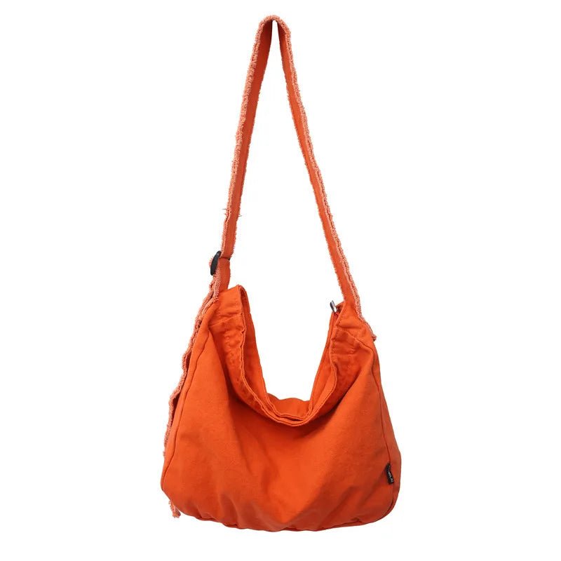 TOP Design Women Canvas Shoulder Bag Hobo Large Casual Crossbody Handbag Retro Distressed Washed Tote Bag - Zeprah