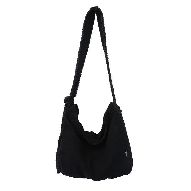 TOP Design Women Canvas Shoulder Bag Hobo Large Casual Crossbody Handbag Retro Distressed Washed Tote Bag - Zeprah