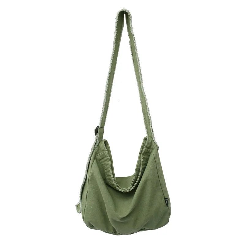 TOP Design Women Canvas Shoulder Bag Hobo Large Casual Crossbody Handbag Retro Distressed Washed Tote Bag - Zeprah