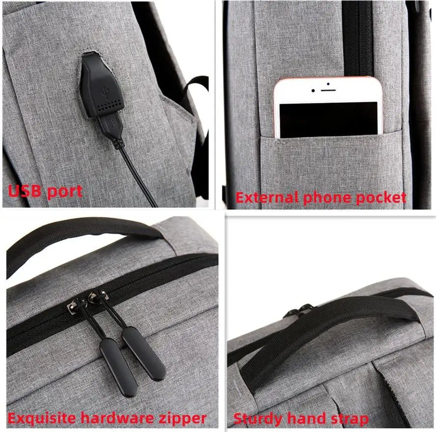 Top Seller Business Laptop Bag Polyester Fashion Outdoor Casual Bag School Travel Women Men Smart Backpack with USB - Zeprah