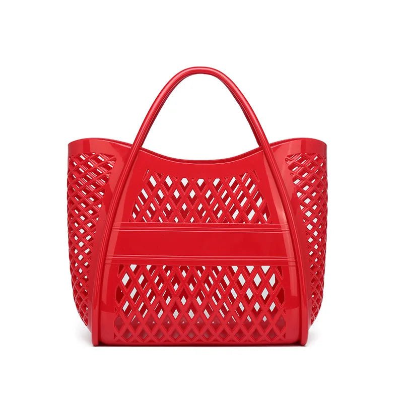 Tote Bag Large Capacity Jelly Bag New Plastic Handheld Rectangle Beach Bath Wash Basket Hollow Cooling Shopping Basket - Zeprah