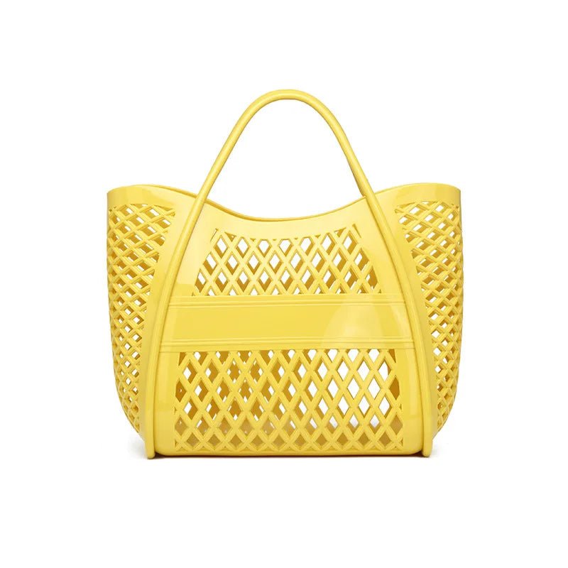 Tote Bag Large Capacity Jelly Bag New Plastic Handheld Rectangle Beach Bath Wash Basket Hollow Cooling Shopping Basket - Zeprah