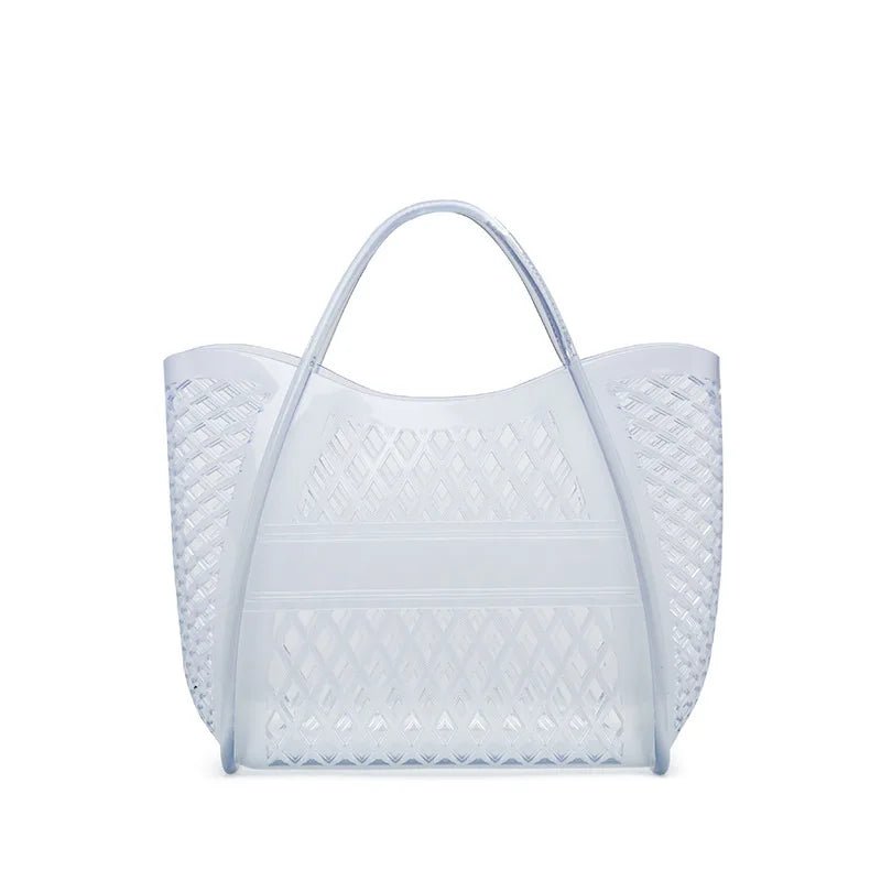Tote Bag Large Capacity Jelly Bag New Plastic Handheld Rectangle Beach Bath Wash Basket Hollow Cooling Shopping Basket - Zeprah