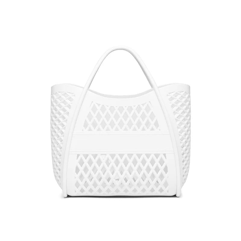 Tote Bag Large Capacity Jelly Bag New Plastic Handheld Rectangle Beach Bath Wash Basket Hollow Cooling Shopping Basket - Zeprah