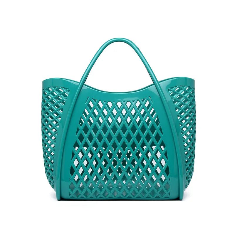 Tote Bag Large Capacity Jelly Bag New Plastic Handheld Rectangle Beach Bath Wash Basket Hollow Cooling Shopping Basket - Zeprah