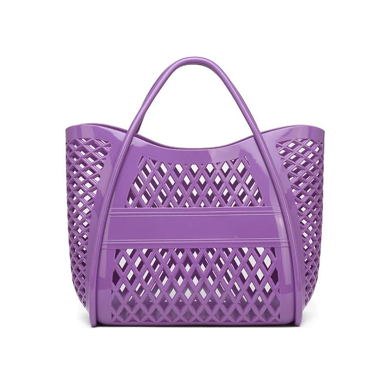 Tote Bag Large Capacity Jelly Bag New Plastic Handheld Rectangle Beach Bath Wash Basket Hollow Cooling Shopping Basket - Zeprah