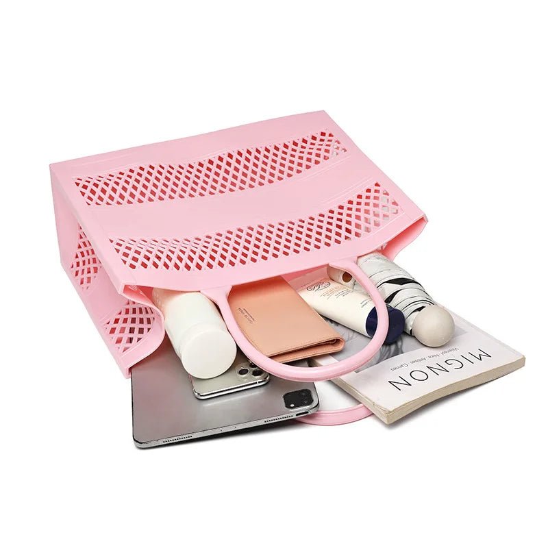 Tote Bag Large Capacity Summer Jelly Open Closure DIY Beach Bag with Two Handles Waterproof for Women - Zeprah