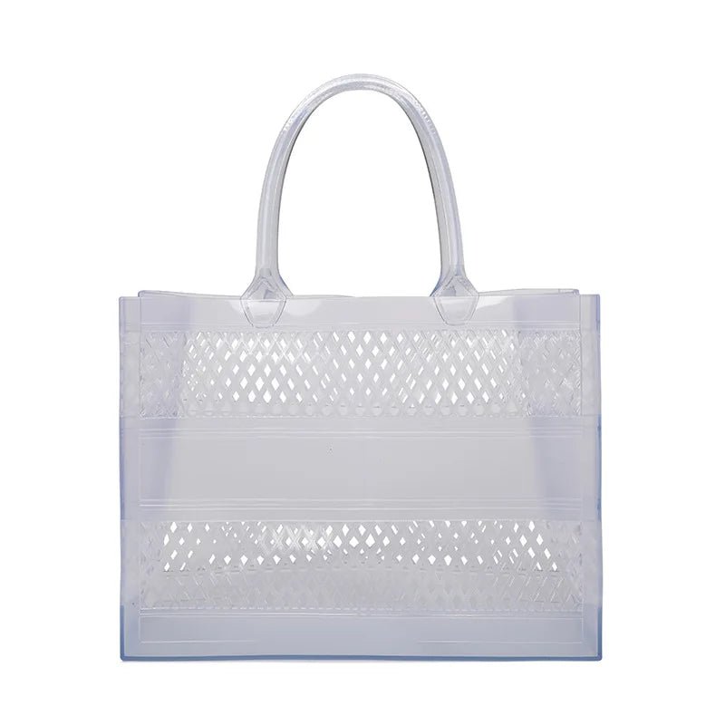 Tote Bag Large Capacity Summer Jelly Open Closure DIY Beach Bag with Two Handles Waterproof for Women - Zeprah