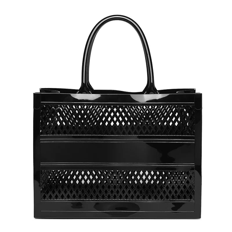 Tote Bag Large Capacity Summer Jelly Open Closure DIY Beach Bag with Two Handles Waterproof for Women - Zeprah