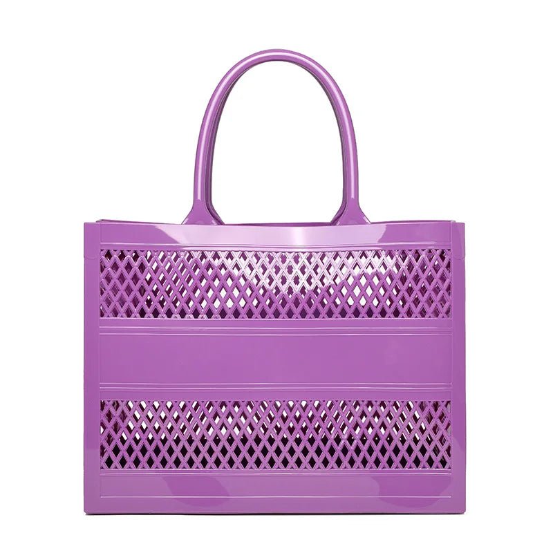 Tote Bag Large Capacity Summer Jelly Open Closure DIY Beach Bag with Two Handles Waterproof for Women - Zeprah