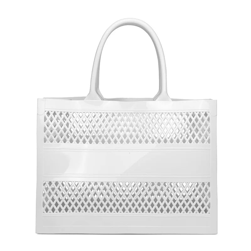 Tote Bag Large Capacity Summer Jelly Open Closure DIY Beach Bag with Two Handles Waterproof for Women - Zeprah