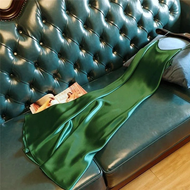 Trending Women's Satin Long Dress Summer Triacetate Slip Dress Satin Vest Style with Design Sense - Zeprah
