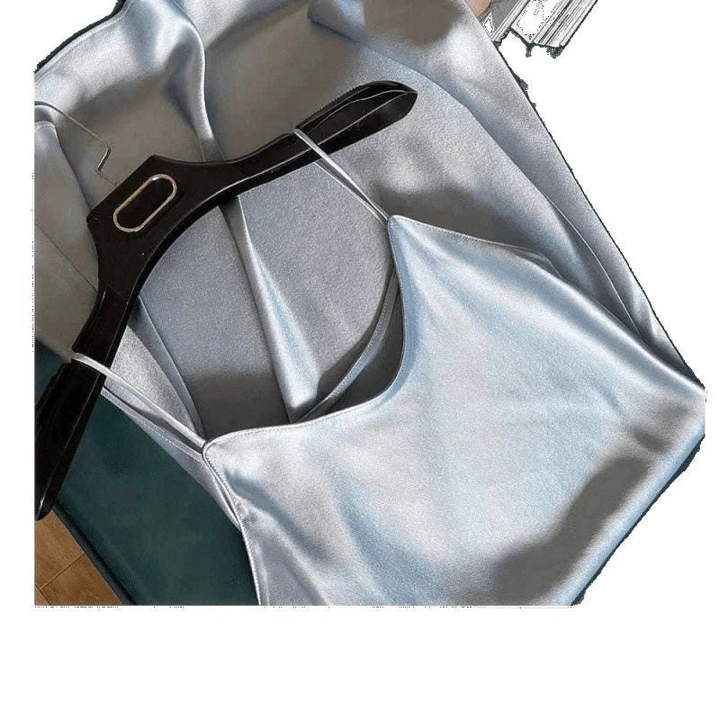 Trending Women's Satin Long Dress Summer Triacetate Slip Dress Satin Vest Style with Design Sense - Zeprah