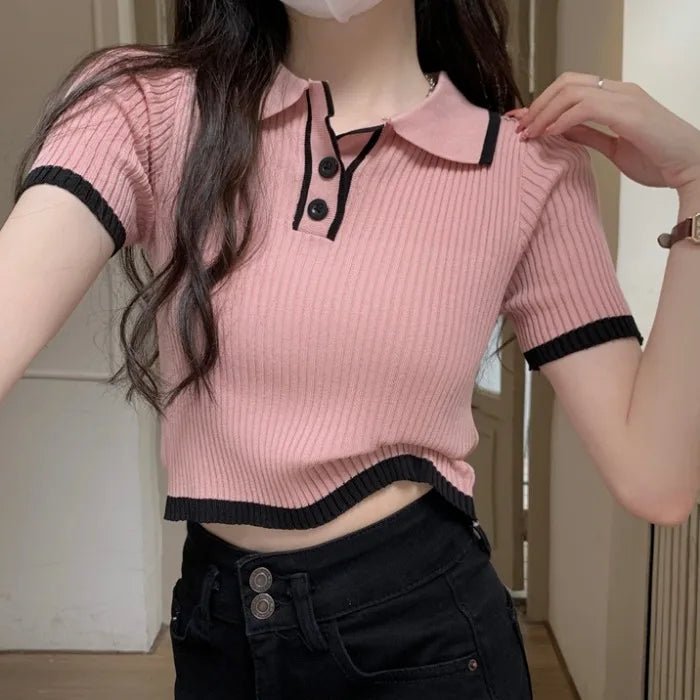 Trendy Graphic Tee Knitted T-shirt for Women Elegant Crop Top - Zeprah