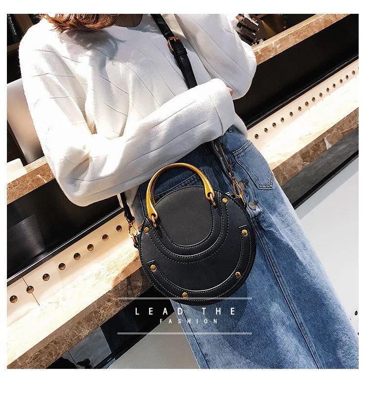 Trendy Ladies Fashion Mini Handbags Round Rivet Bags Leather Girls Shoulder Crossbody Designers Purses and Handbags for Women - Zeprah