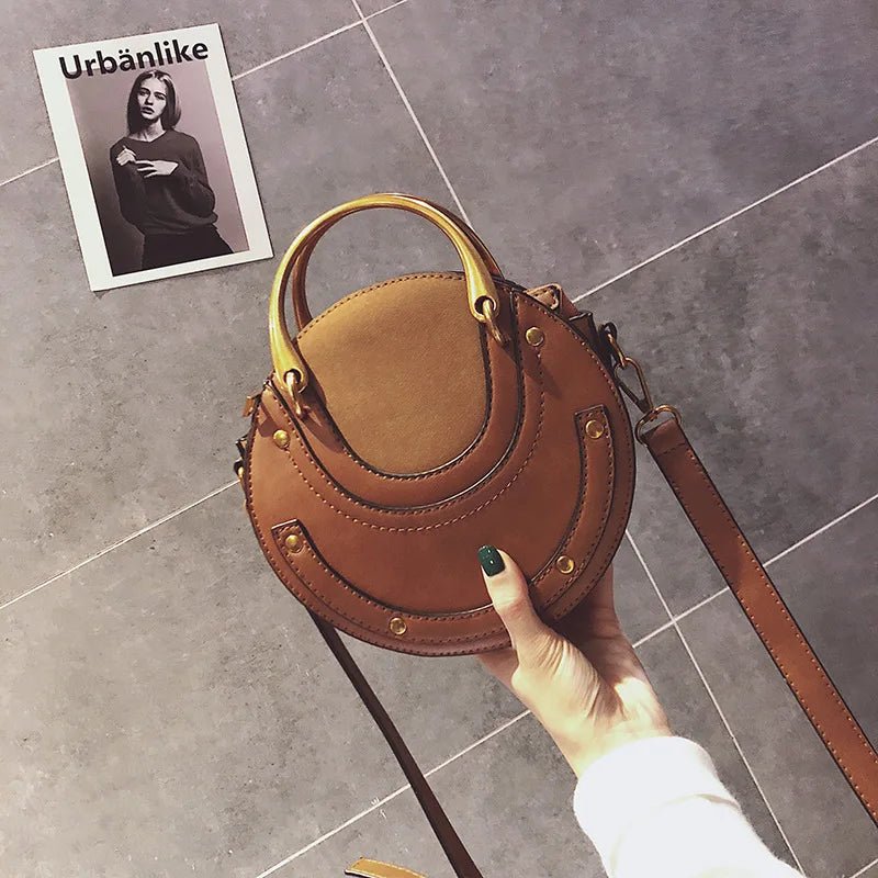 Trendy Ladies Fashion Mini Handbags Round Rivet Bags Leather Girls Shoulder Crossbody Designers Purses and Handbags for Women - Zeprah