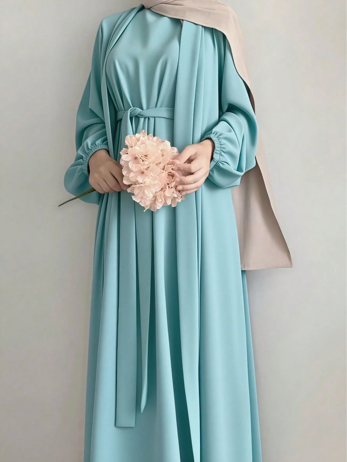 Turkey Dubai Solid Color Two - piece Turbans Solid Color Two - Piece Women's Robe - Zeprah