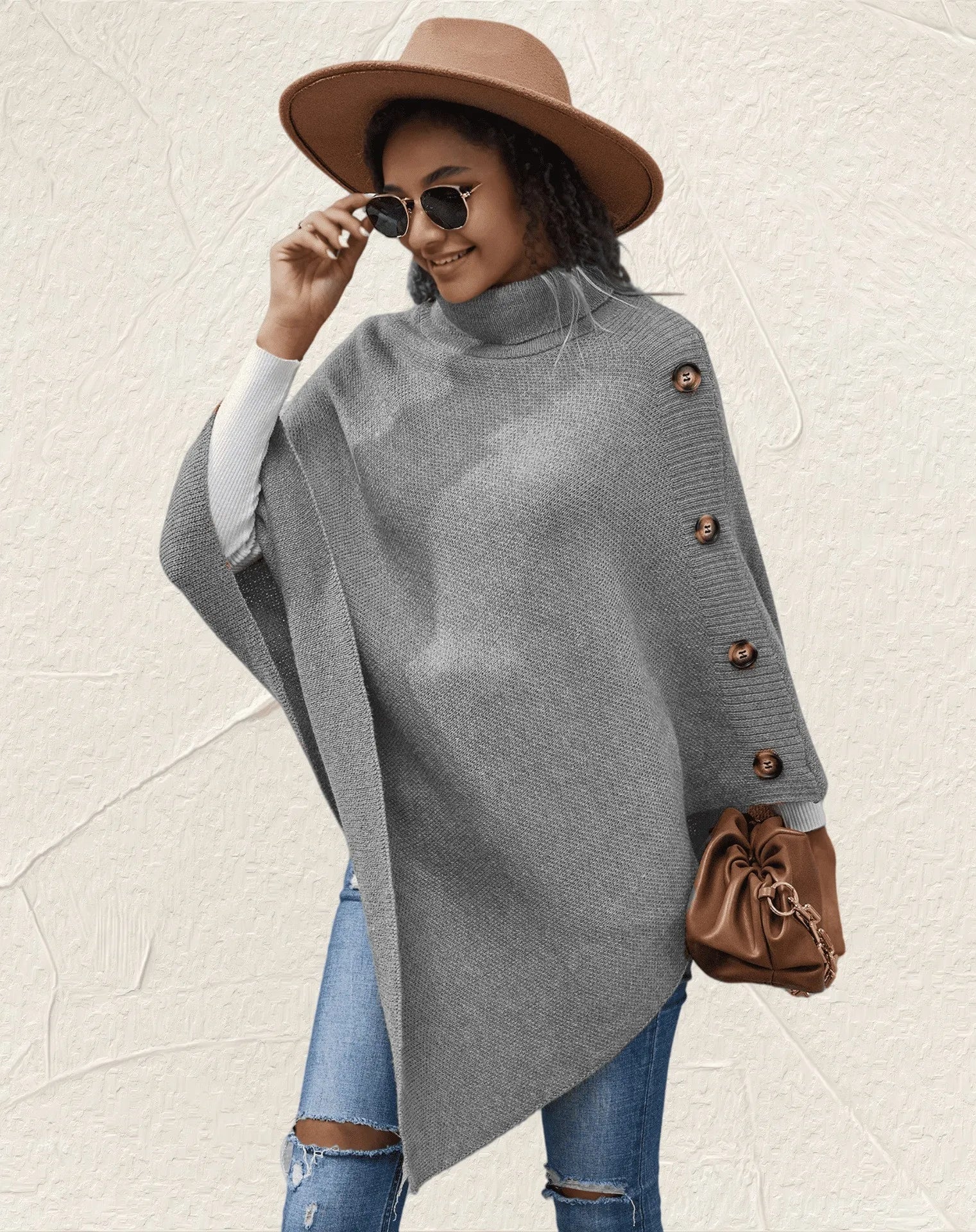 Turndown Cloak Simple Outerwear Coat Classic Sweater Coat - Zeprah