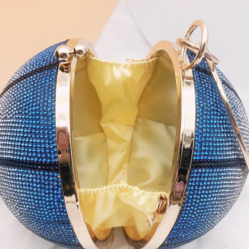Unique Gradient Color Basketball Purses Girls Handbags for Women Luxury Ladies Glitter Rhinestone Crystal Evening Bags - Zeprah