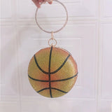 Unique Gradient Color Basketball Purses Girls Handbags for Women Luxury Ladies Glitter Rhinestone Crystal Evening Bags - Zeprah