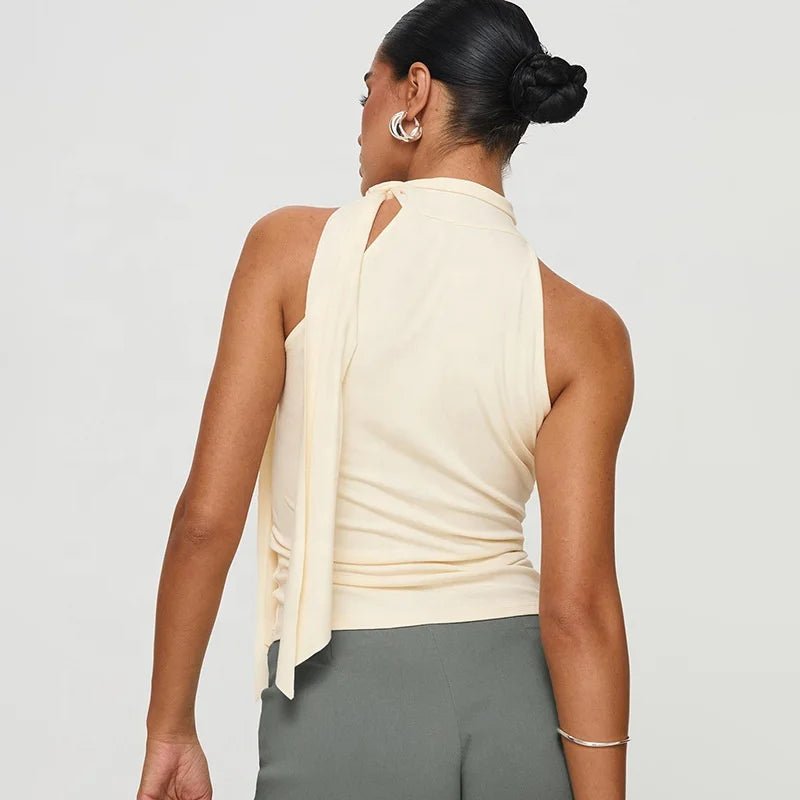 Unique tank Summer Solid Sleeveless Tops Turtleneck Going Out Tops - Zeprah