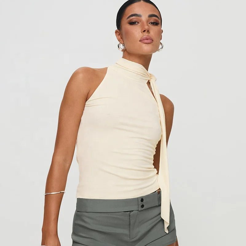 Unique tank Summer Solid Sleeveless Tops Turtleneck Going Out Tops - Zeprah