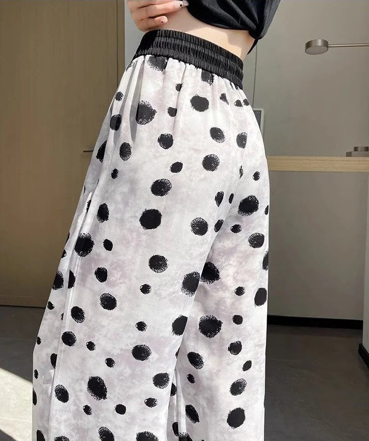 Unique Wide - Leg Trousers Lightweight Cool Trousers Elastic Waist Slacks - Zeprah