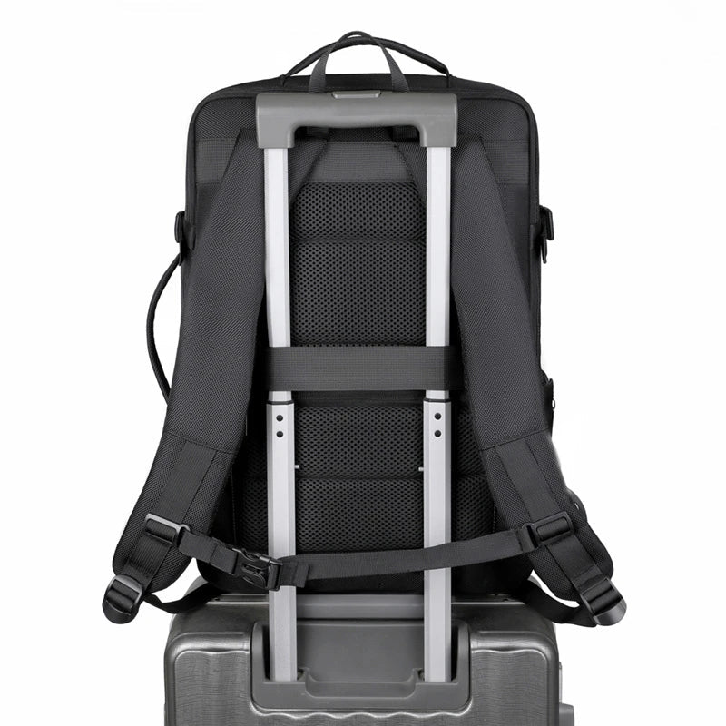 Unisex Business Laptop Backpack USB Waterproof Oxford Zipper Characters Fashion Travel Independent Shoe Compartment - Zeprah