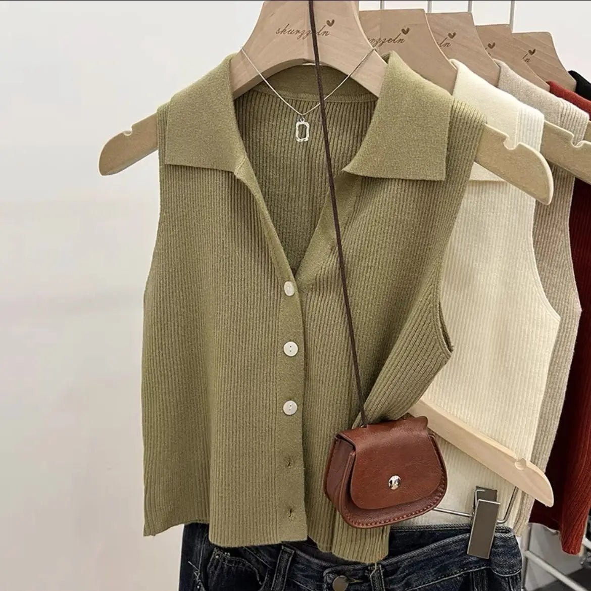 V - neck Elegant Women Tank Top Vintage Premium Quality Knitted Tank Top Hot - selling Sleeveless Tops - Zeprah