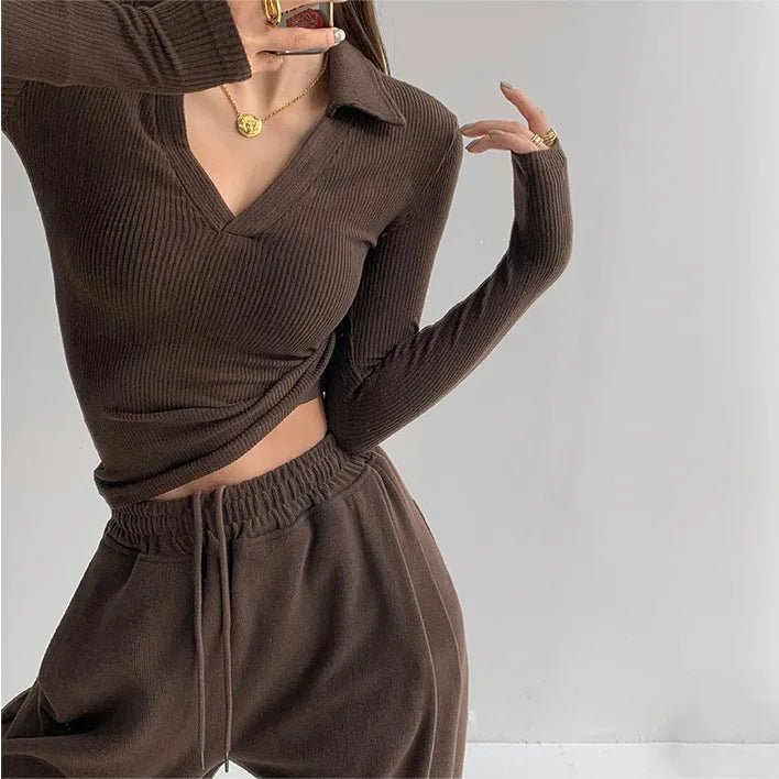 V - neck Long - sleeved Top Classic Long Sleeve Base Shirt Slim - fit Long - sleeved T-shirts - Zeprah