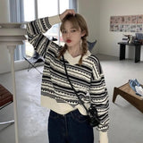 V - neck Loose Outerwear Coat Slouchy Pullover Vintage Ladies' Knitted Sweaters Top - Zeprah