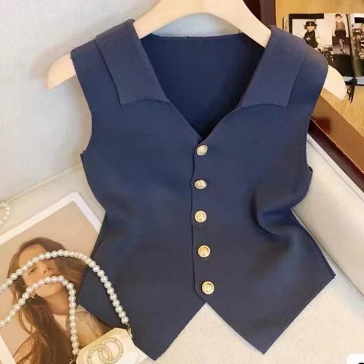 V - neck Women Tank Top Knitted Tank Top for Women Going Out Sleeveless Tops - Zeprah